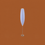 A modern frother with a tall, rounded, teardrop-shaped light blue handle and a long silver metal whisker, centered on a solid brown background.
